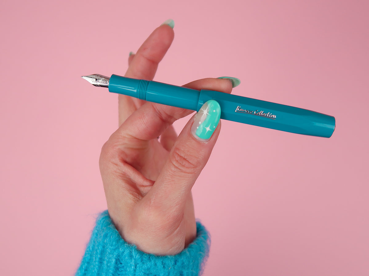 Kaweco Collection Fountain Pen - Cyan, Fine Nib (F), Limited Edition, Pocket-Sized, Includes Royal Blue Cartridge, Made In Germany - View #3