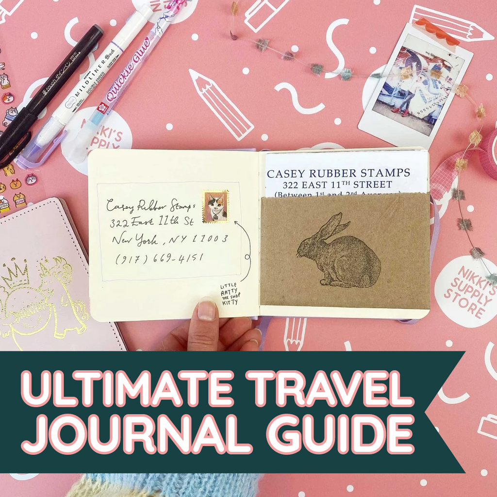 The Ultimate Guide to Travel Journaling blog post cover image - shows a collaged page in a mini travel journal