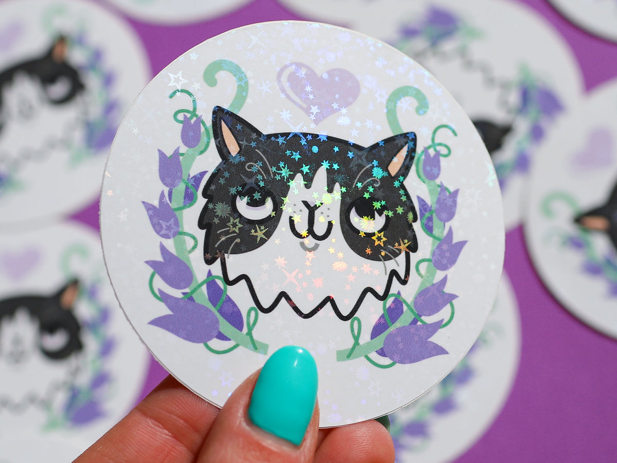 Spring Kitty Cat Holographic Vinyl Stickers | Nikki's Supply Store