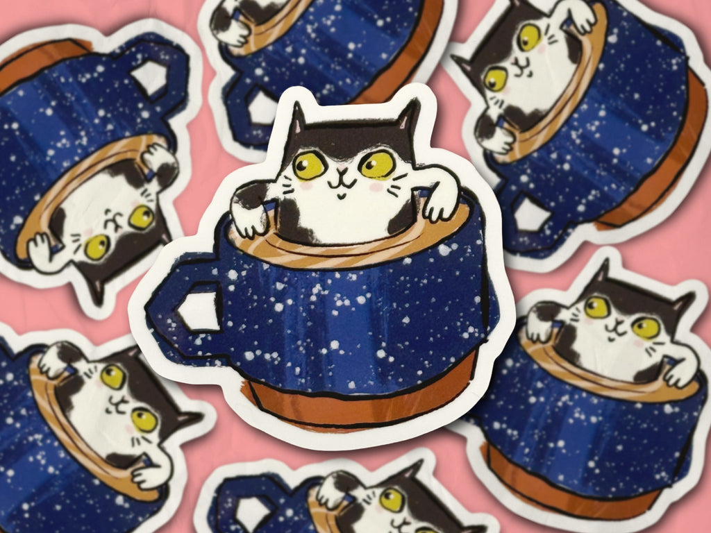 Coffee Cat Vinyl Sticker | Nikki's Supply Store