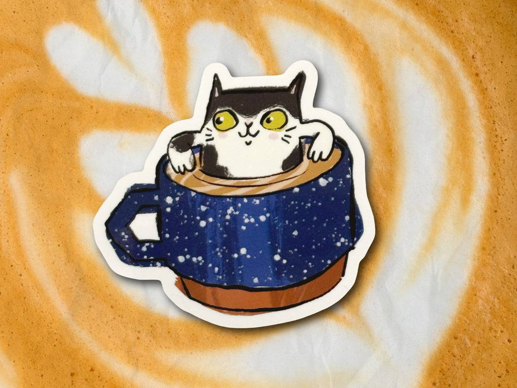 Coffee Cat Vinyl Sticker | Nikki's Supply Store