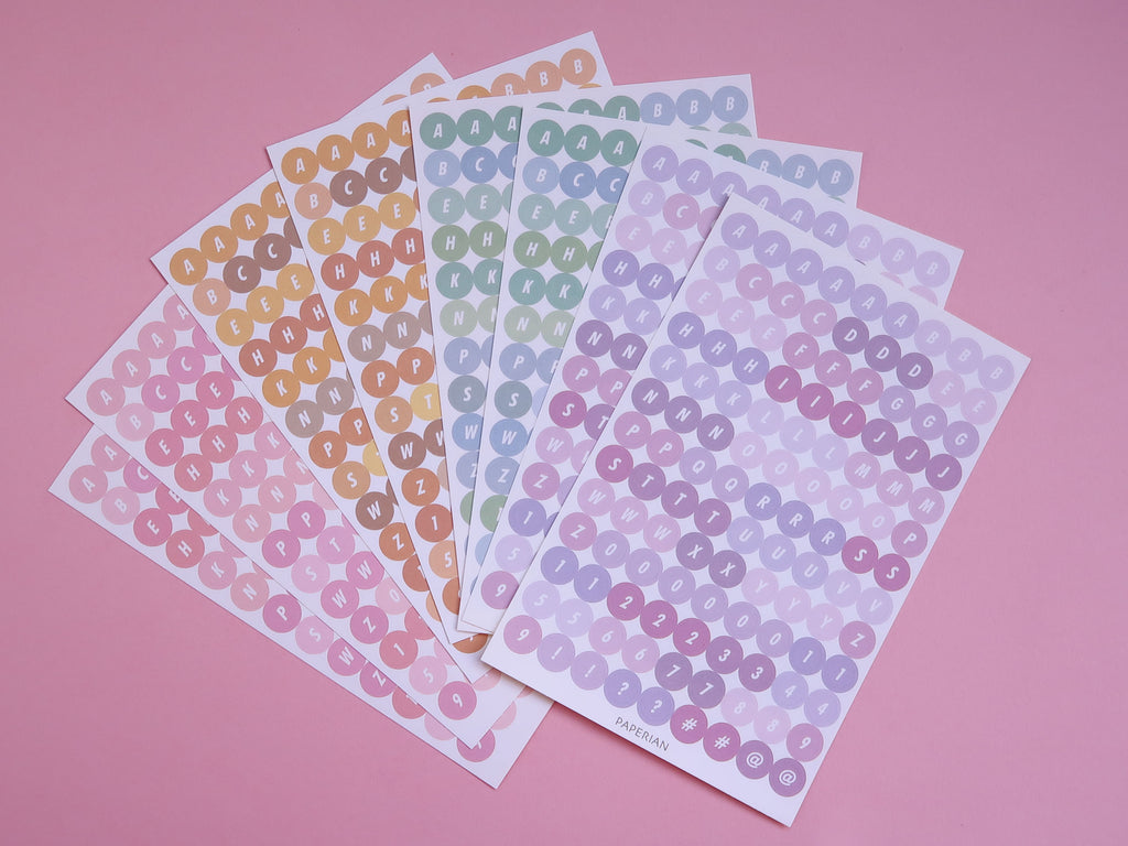 Colour Palette Stickers - Alphabet & Numbers