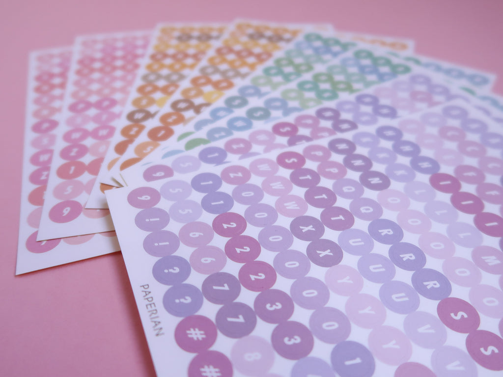 Colour Palette Stickers - Alphabet & Numbers