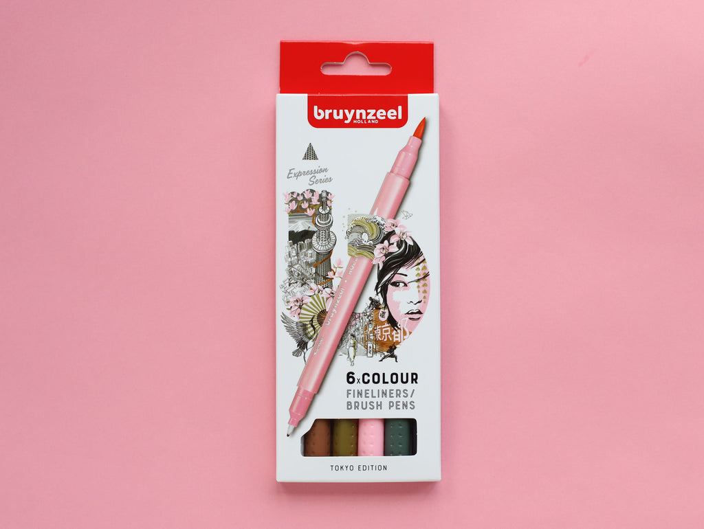 Fineliner / Brush Pen Dual Tip Set - Tokyo