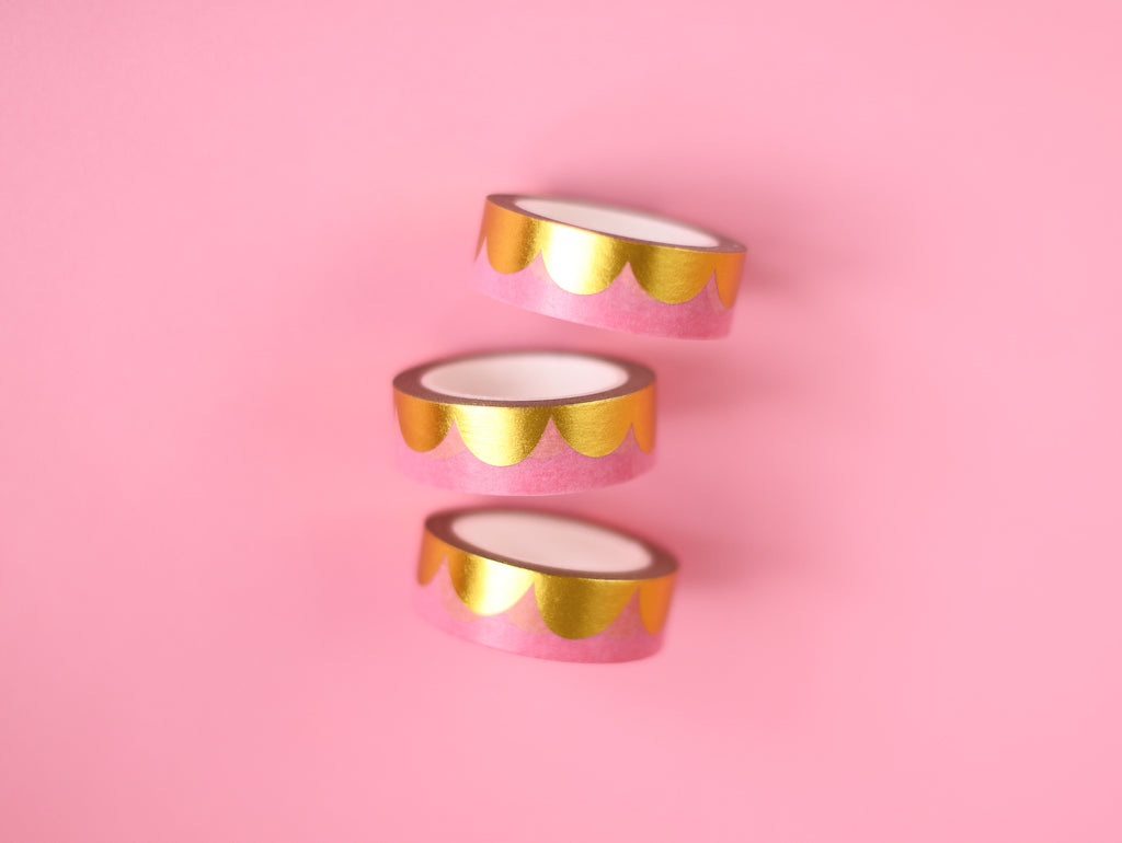 Pink & Gold Scallops Washi Tape