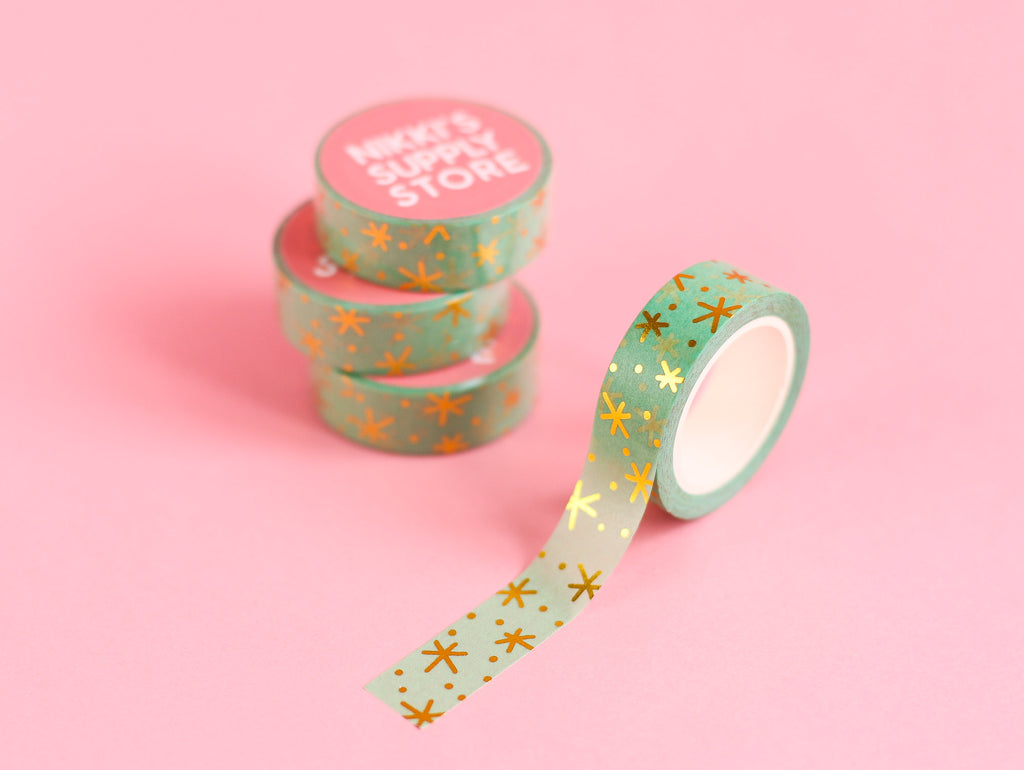 Twinkly Stars - Mint & Gold Washi Tape