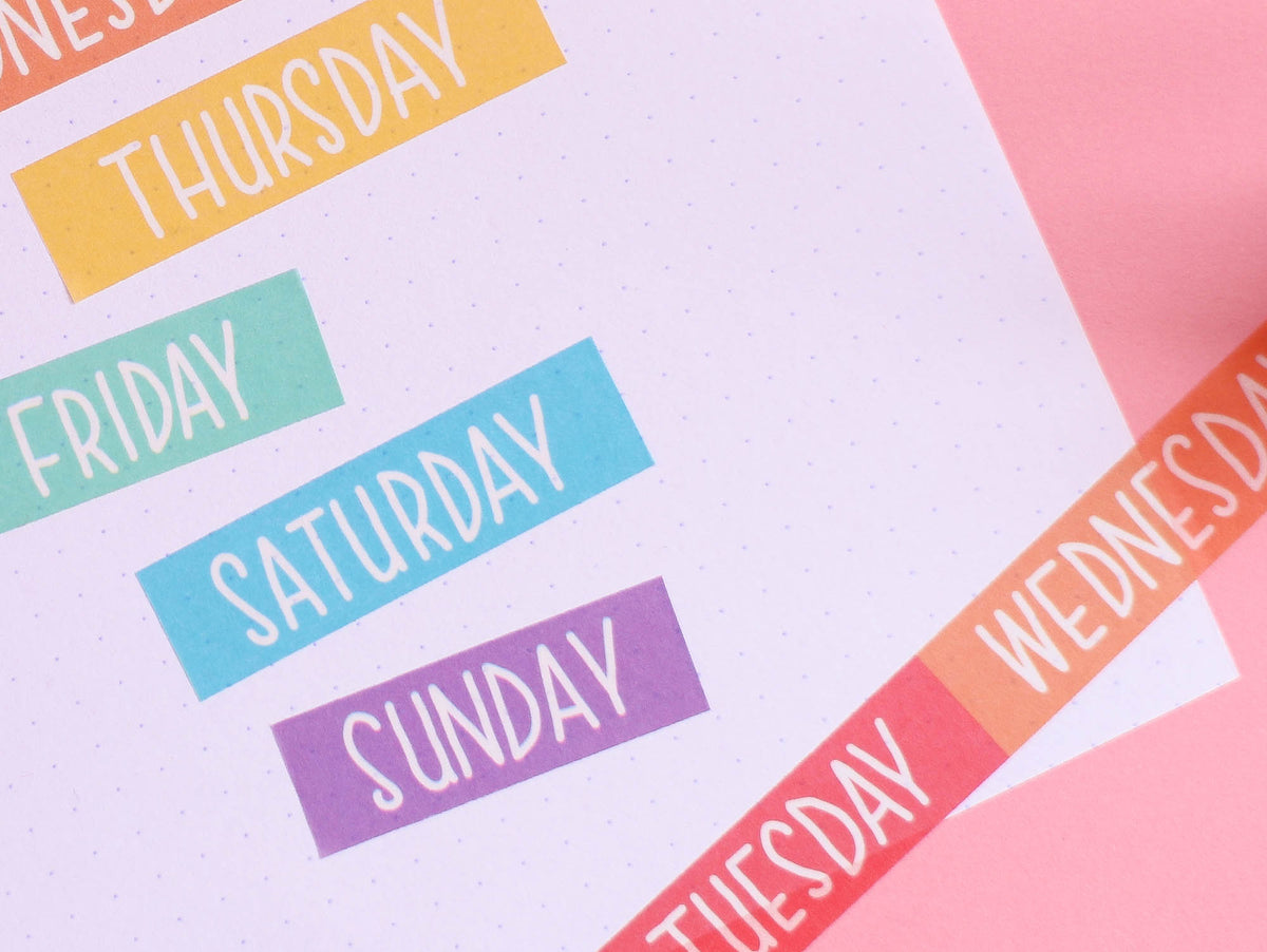 Rainbow Days of the Week Washi Tape | Nikki's Supply Store