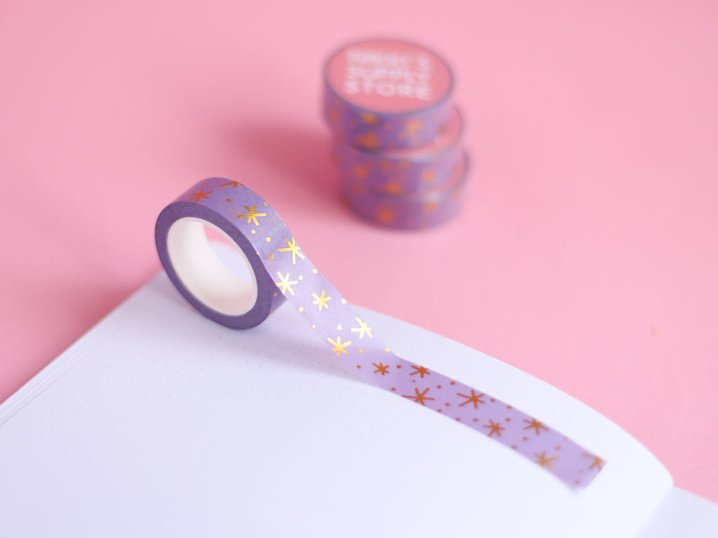Twinkly Stars - Lilac & Gold Washi Tape