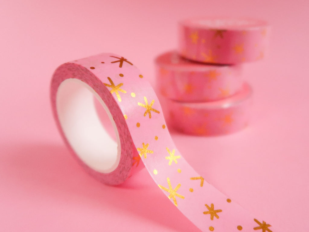 Twinkly Stars - Pink & Gold Washi Tape