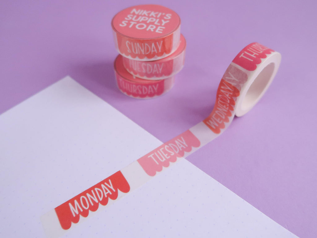 Warm Banners Days of the Week Washi Tape