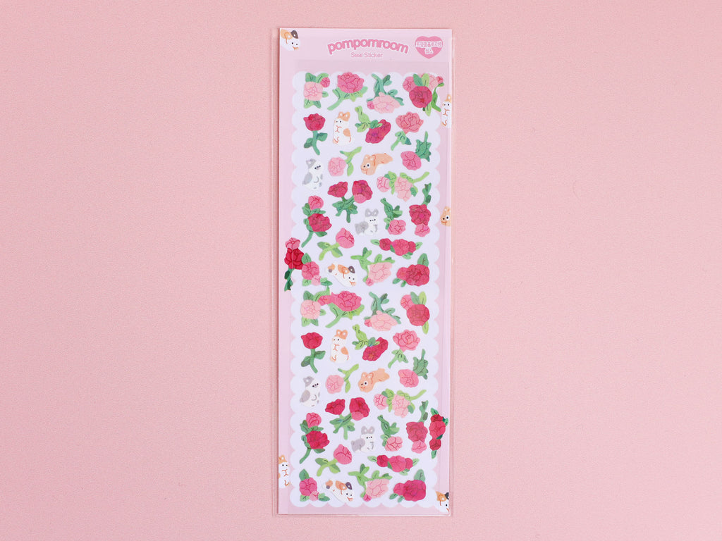 Rabbits & Red Roses Stickers
