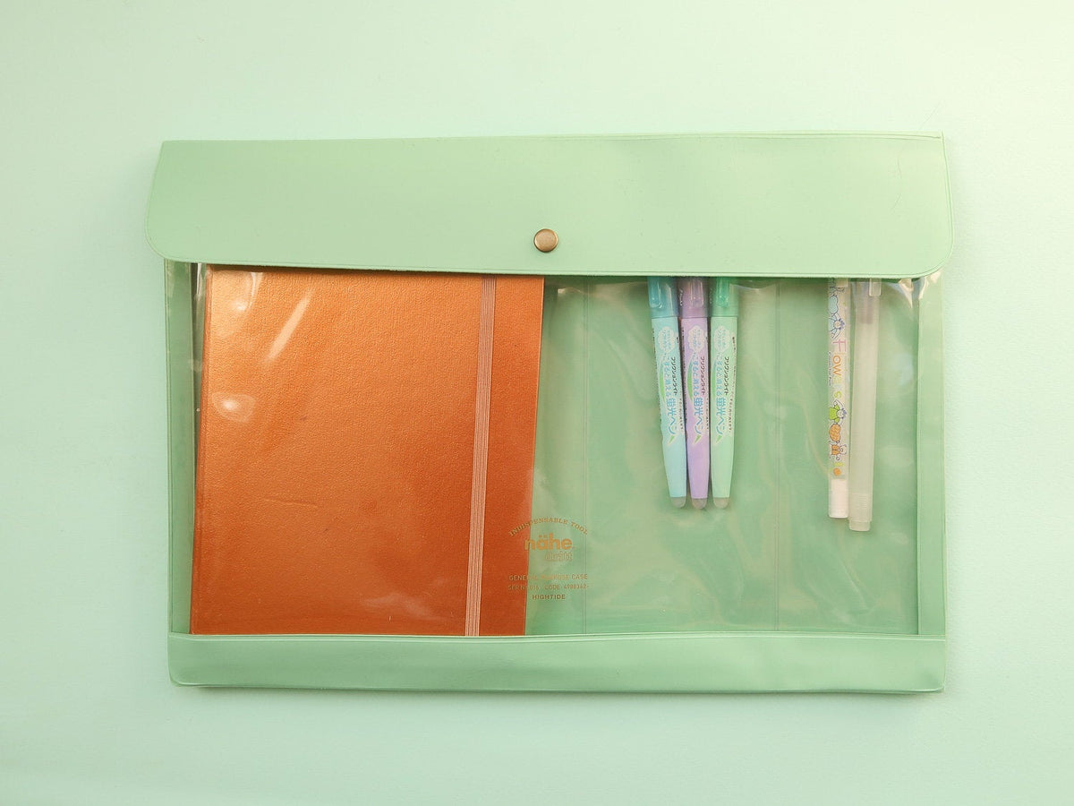 A4 Nahe Vinyl Stationery Pouch Mint Green Nikki's Supply Store