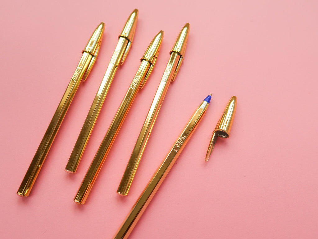Silver and Gold Bic Ballpoint Pen - Classic Biro