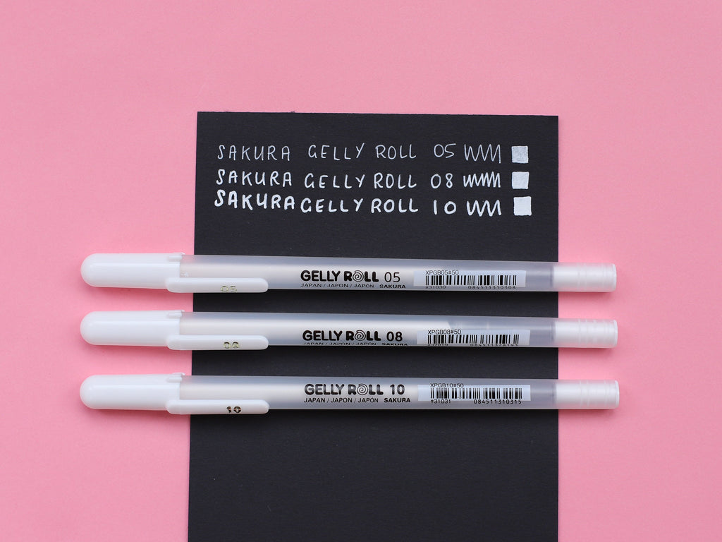Sakura Gelly Roll Gel Pens - 05/08/10 - Bright White Ink - Blister Pack of 6